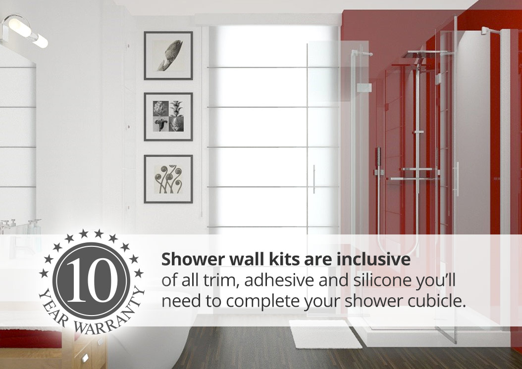 red wet wall panels in contemporary bathroom