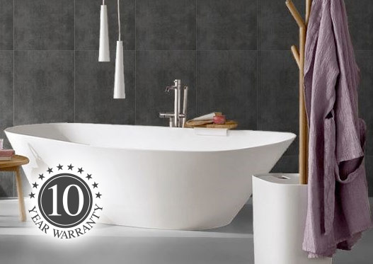 Grey Aquawall wall boards fitted in modern bathroom 